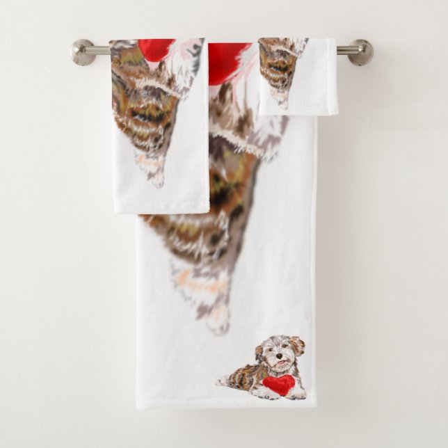 Puppy with Heart Gift For You Bath Towel Set (Insitu)