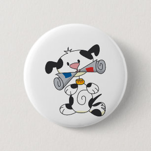 Puppy With Newspaper T-shirts and Gifts 6 Cm Round Badge