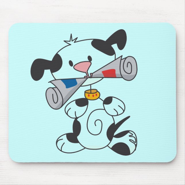 Puppy With Newspaper T-shirts and Gifts Mouse Pad (Front)