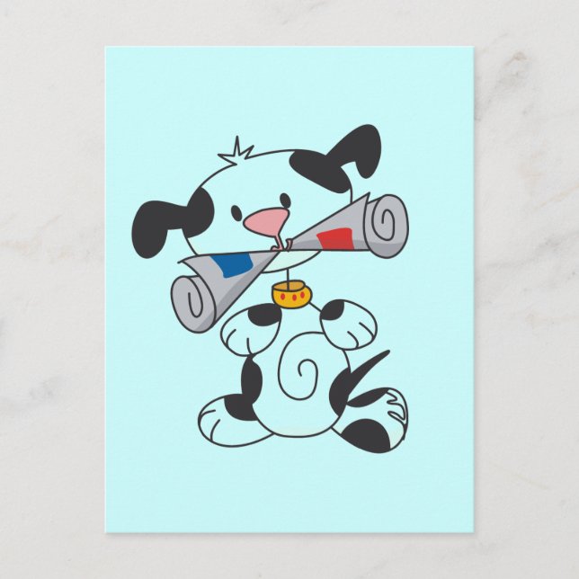 Puppy With Newspaper T-shirts and Gifts Postcard (Front)