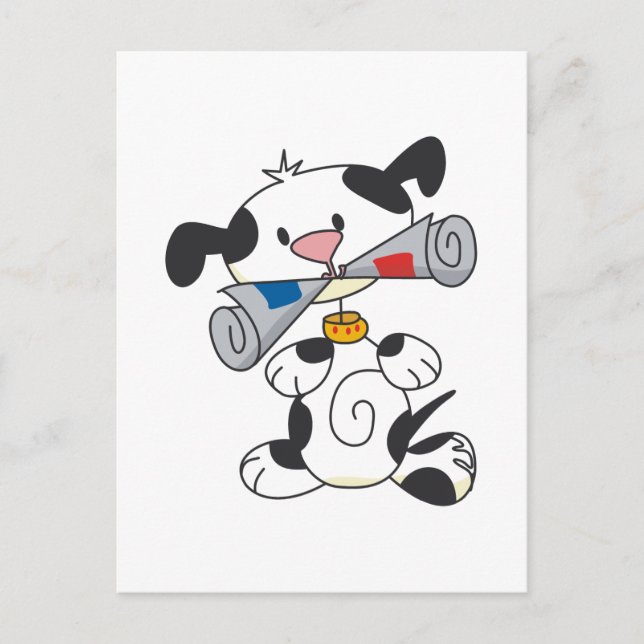 Puppy With Newspaper T-shirts and Gifts Postcard (Front)