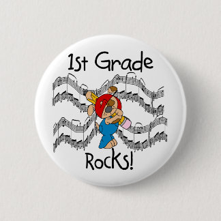 Puppy with Pencil 1st Grade Rocks 6 Cm Round Badge