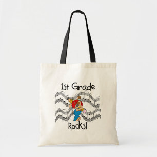 Puppy with Pencil 1st Grade Rocks Tote Bag