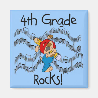 Puppy With Pencil 4th  Grade Rocks Magnet