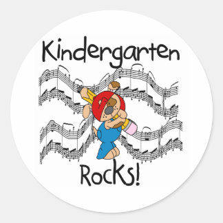 Puppy with Pencil Kindergarten Rocks Classic Round Sticker