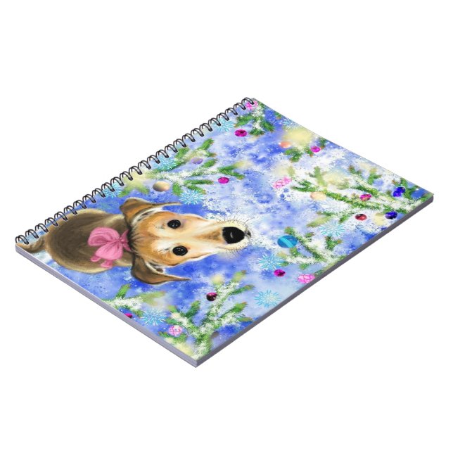 Puppy With Pink Ribbon - Cute Notebook (Left Side)