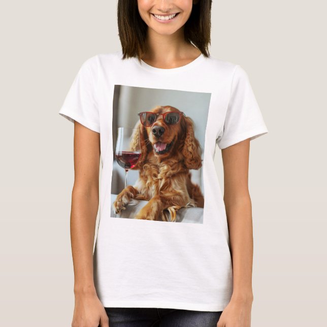Puppy with wine, T-Shirt (Front)