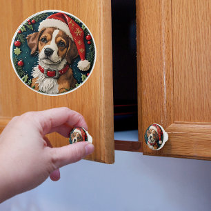 Puppy Wonder Christmas Ceramic Knob