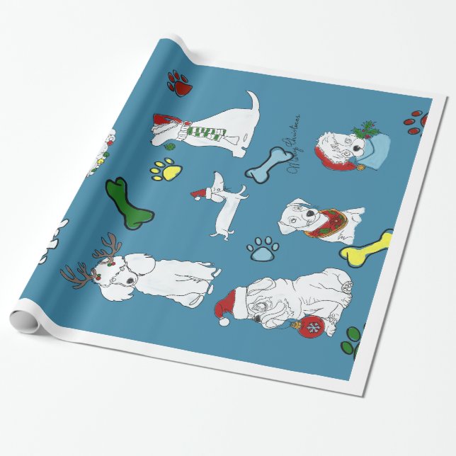 PUPPY XMAS WRAPPING PAPER  (Unrolled)