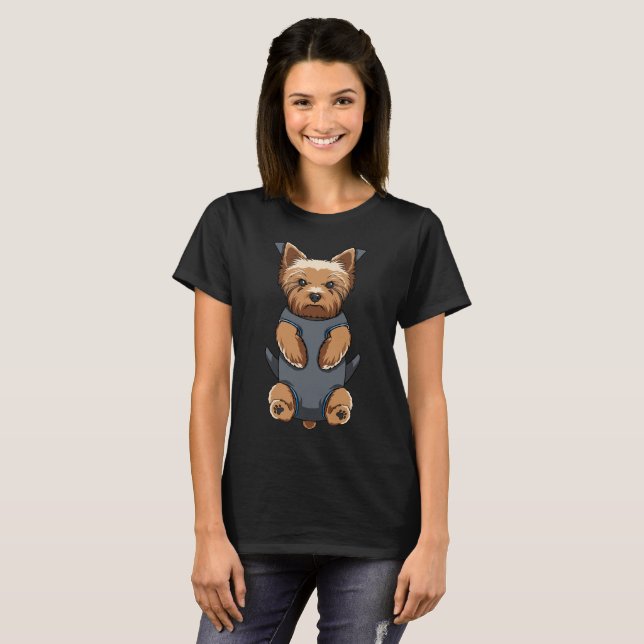 Puppy Yorkie Baby Carrier Front Pack T-shirt Women (Front Full)