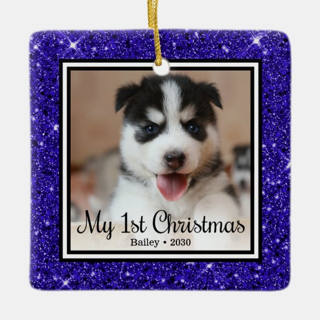 Puppy's 1st Christmas Ceramic Ornament (Front)