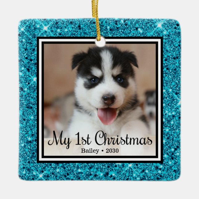 Puppy's 1st Christmas Ceramic Ornament (Front)