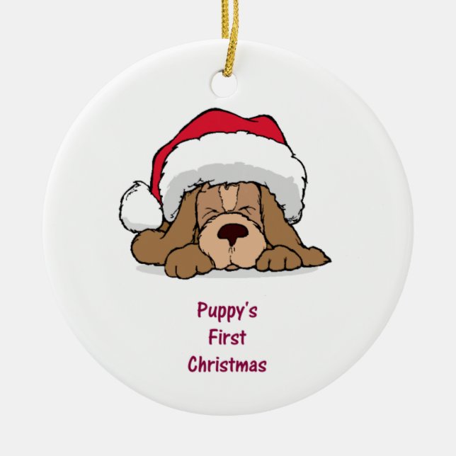 Puppy's FIrst Christmas Ceramic Tree Decoration (Front)