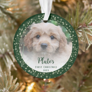Puppy's First Christmas Green Ornament