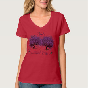 Puprle Heart Leaf Tree Wedding T-Shirts