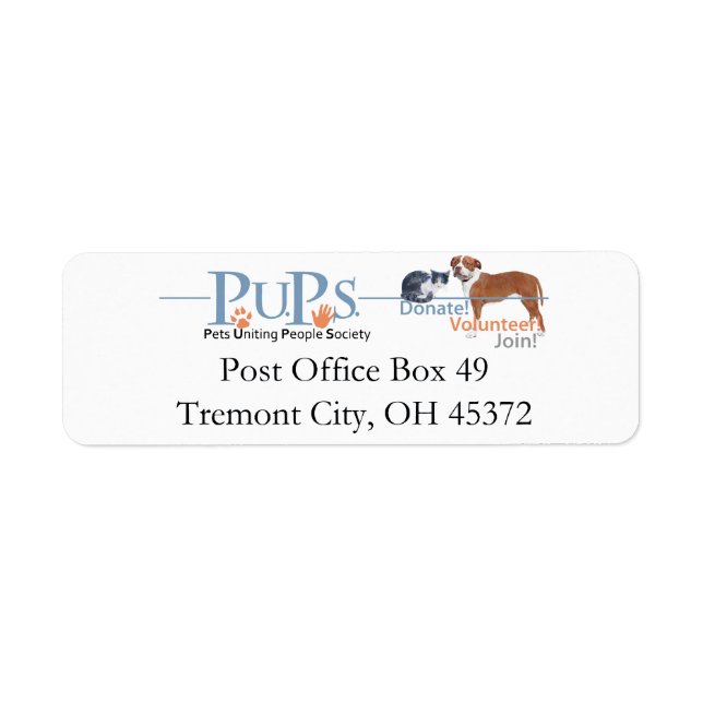PUPs Return Address Labels (Front)