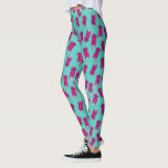Pupsicle Pattern | Funny Dog Pun Illustration Leggings<br><div class="desc">An eye-catching humourous artwork with popping colours. This is a pun illustration (puppy x popsicle = “pupsicle”). It’s a drawing of a ice pop but it has ears and a face of a dog on it. It looks happy and jolly.</div>