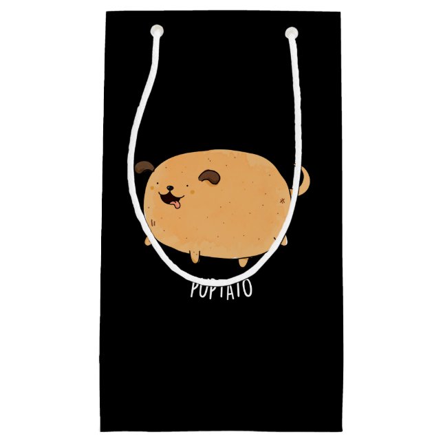 Puptato Funny Puppy Potato Pun Dark BG Small Gift Bag (Front)