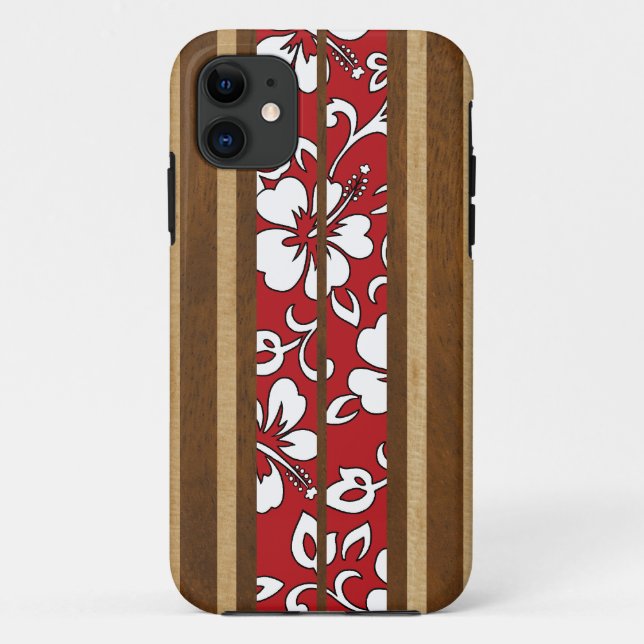 Pupukea Hibiscus Hawaiian Surfboard iPhone 5 Cases (Back)