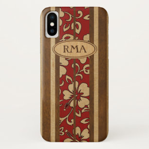 Pupukea Vintage Hawaiian Monogram Faux Wood Surf Case-Mate iPhone Case