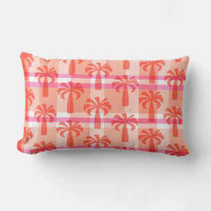 Pupule Hawaiian Vintage Palm Tree Plaid Lumbar Cushion