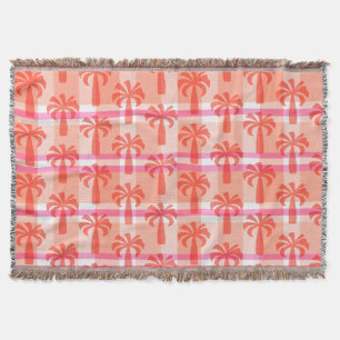 Pupule Hawaiian Vintage Palm Tree Plaid Throw Blanket