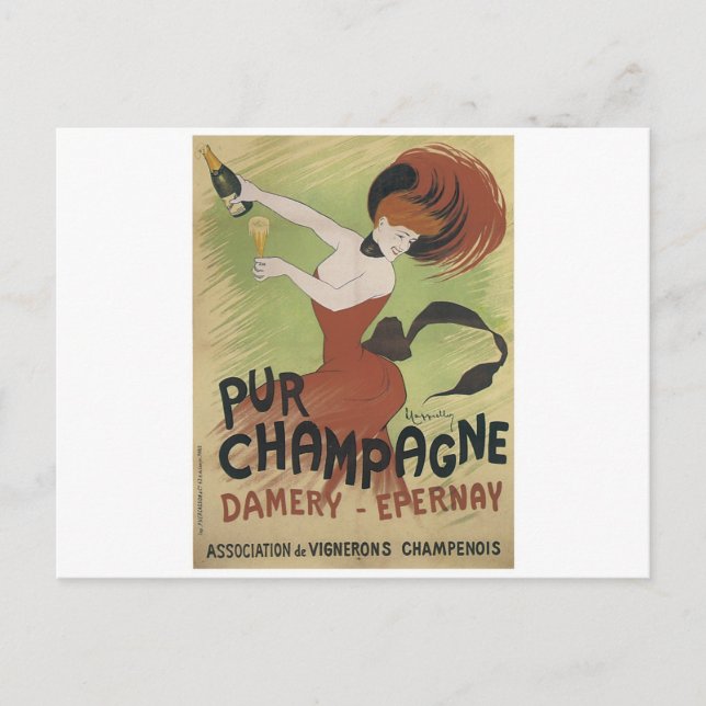 PUR CHAMPAGNE Vintage Art Poster print Postcard (Front)
