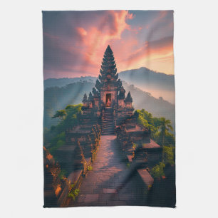 Pura Senja Bali  - “Bali Temple at Sunset” Tea Towel