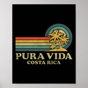 Pura Vida Beach Costa Rica Family Vacation Vintage Poster