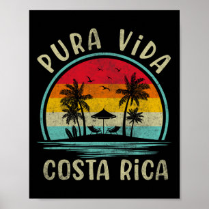 Pura Vida Beach Costa Rica Palm Tree Family Summer Poster