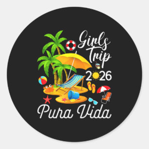 Pura vida beach costa rica summer tropical girls classic round sticker