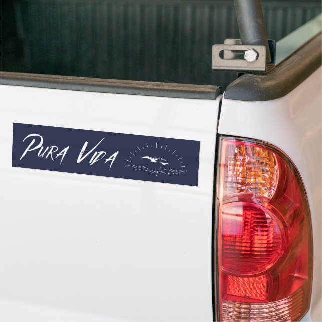 Pura Vida Beach Scene Costa Rica Bumper Bumper Sticker (On Truck)