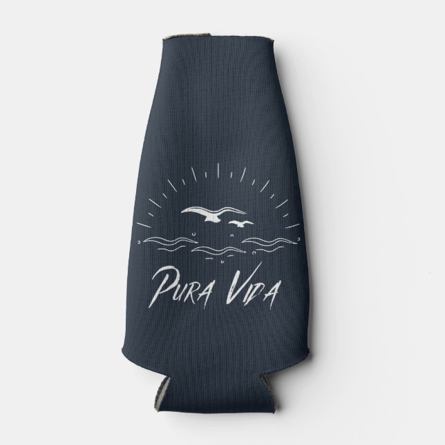 Pura Vida Beach Surfer's Costa Rica Beer Bottle Cooler (Front)