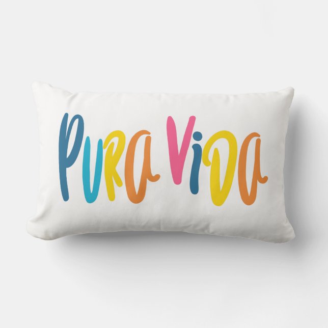 Pura Vida Colourful Letters Costa Rica Lumbar Cushion (Front)