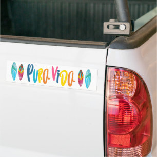 Pura Vida Colourful Surfboard Costa Rica Bumper Sticker