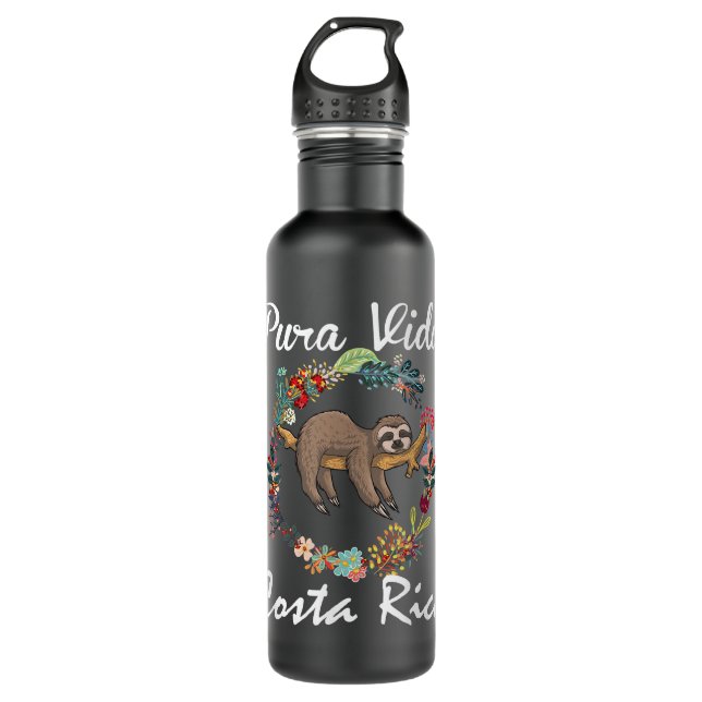 Pura Vida Costa Rica Sloth Surfing Sleepy Summer V 710 Ml Water Bottle (Front)