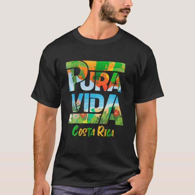 Pura Vida Costa Rica Souvenir Cool Central America T-Shirt (Front)
