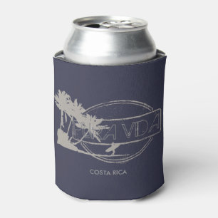 Pura Vida Costa Rica Surfing Surfer Beer Can Cooler