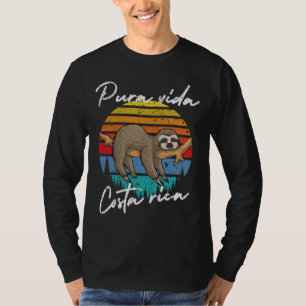 Pura Vida Costa Rica Vintage Cute Sleepy Sloth Fun T-Shirt