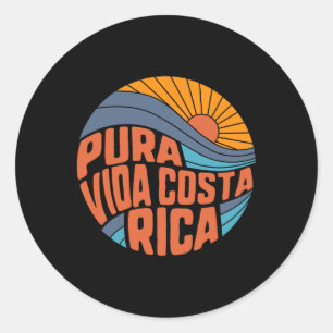 Pura Vida Costa Rica Vintage Sunset Surfing Summer Classic Round Sticker