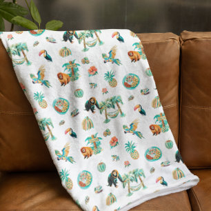 Pura Vida Cute Illustrated Costa Rica Fleece Blanket