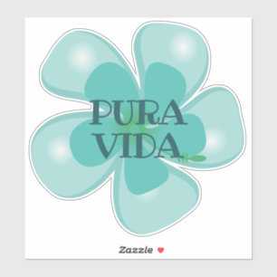 Pura Vida Hibiscus Custom-Cut Vinyl Sticker