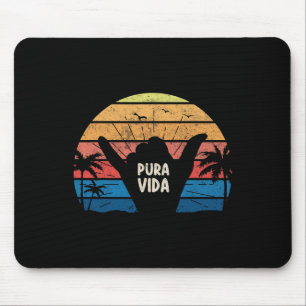 Pura Vida Shaka Sign Surfing Retro Summer Vintage Mouse Pad