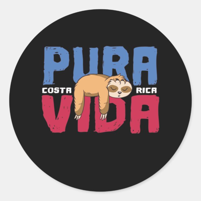 Pura Vida Sloth Classic Round Sticker (Front)