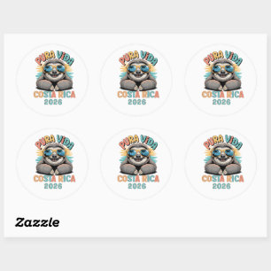 Pura Vida Sloth Lovers Costa Rica Relaxed Classic Round Sticker