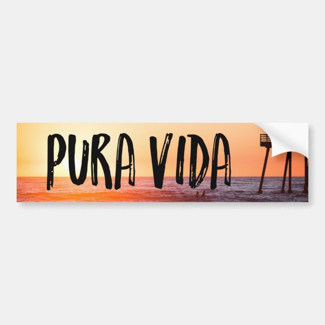 Pura Vida Sunset Beach Tropical Bumper Sticker (Front)