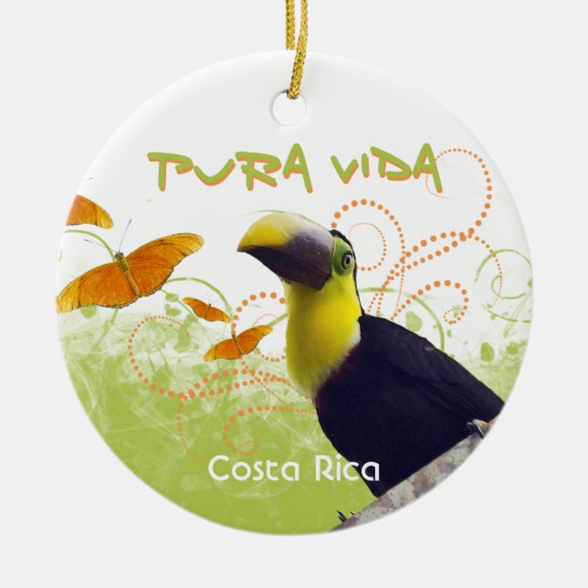 Pura Vida Toucan & Butterflies Ornament (Front)