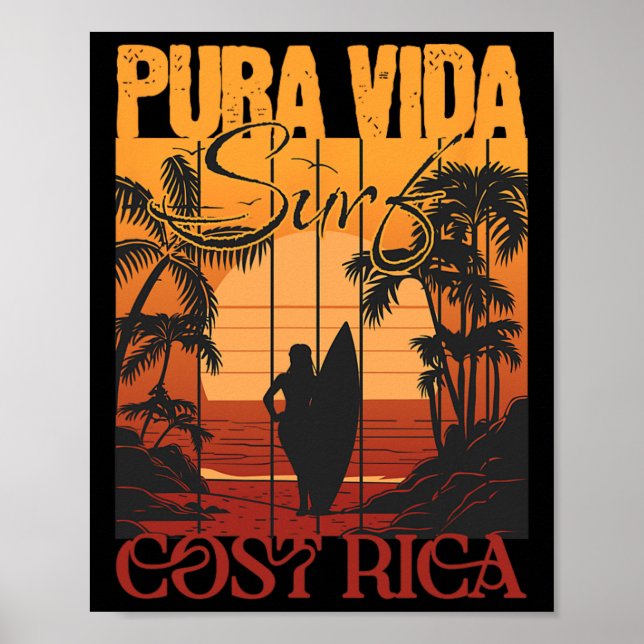 Pura Vide Costa Rica Surfing  Poster (Front)