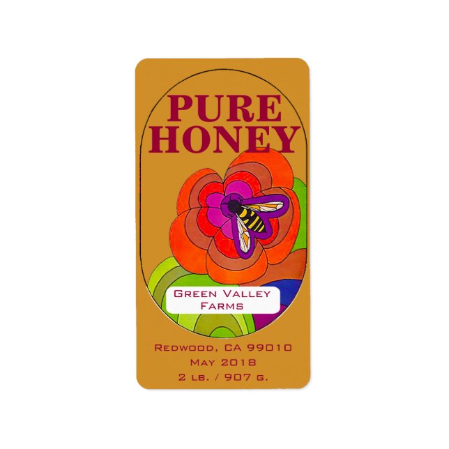 Pure Amber Honey Jar 2 lbs./907 g. Label (Front)