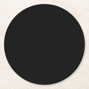 Pure Black Solid Colour Round Paper Coaster